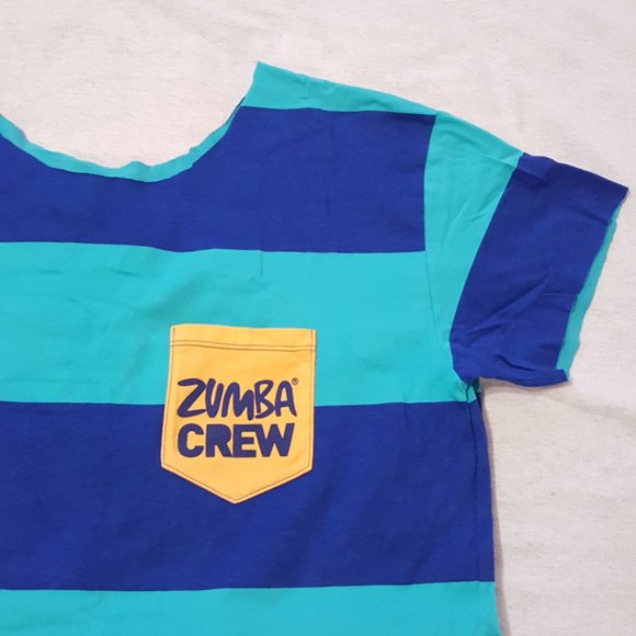2/$20 Zumba Modified Cut Instructor Stripe Colourblock Shirt with Pocket - Picture 7 of 15
